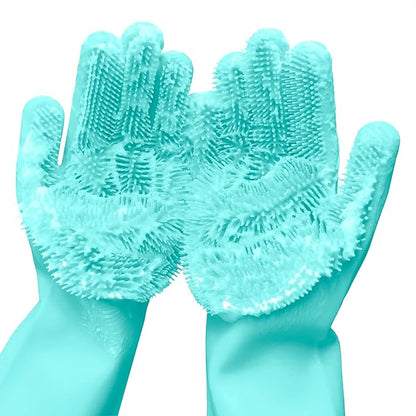 ALPENKOK Silicone Dishwashing Gloves with Scrubber – Non-Slip Silicone Gloves wor Washing Dishes | Household Use