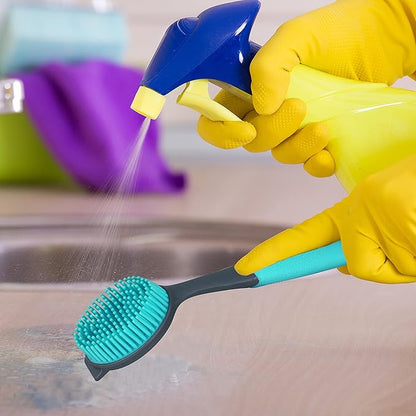2-Pack Dish Brush with Handle, Kitchen Dish Scrubber Soft Dishwashing Brush for Cleaning Pots, Pan, Sink