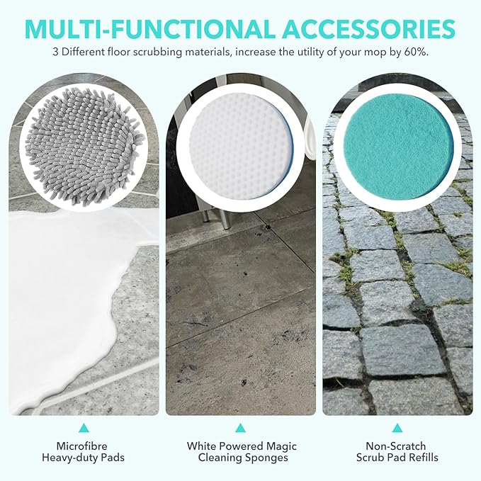 Frescares S7000 Magic Sponge Eraser Steam&Scrub Mop Pads Kit for Shrak,S8201 S8001 S7001 S7201 S7000AMZ S7005 S7020 S7001C All-in-One Hard Floor Steam Mop (6White)