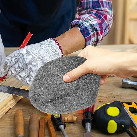2 Rolls Coarse Grade Steel Wool Cleaning Pads, Wire Wool Fabric for Rust Removal, Polishing Wood and Metal Surfaces, Flexible Wire Mesh for Industrial and Home Use