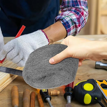 2 Rolls Fine Grade Steel Wool Pads, Reusable Flexible Wire Wool for Cleaning, Rust Removal, and Polishing Wood and Metal Surfaces, Industrial Manual Sanding Abrasive Mesh