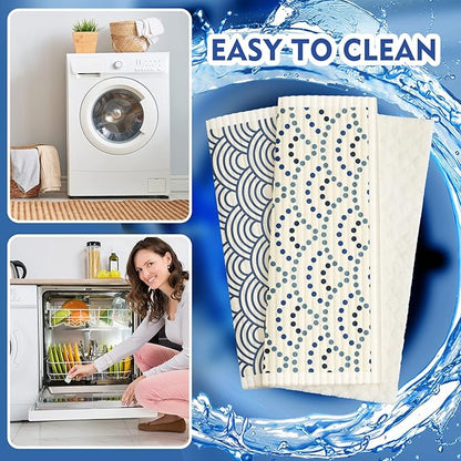 Cunhill 9 Pcs Swedish Kitchen Dishcloths Absorbent Swedish Dish Towels Blossoms Flower Soft Reusable Towels Cleaning Sponge Cloth Quick Drying Kitchen Dish Rags(Japanese)