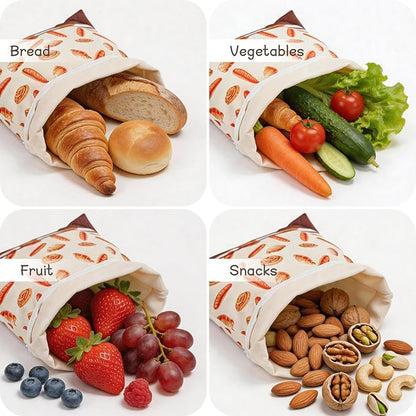 2 Pack Beeswax Bread Bags, Reusable Bread Bag for Homemade Sourdough Bread, 16.5 X 12.6 Inch Beeswax-Lined Linen Storage Bags With Zipper & 2pcs Beeswax Wraps for Food, Pastry , Baking Storage