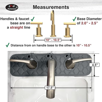 Bathroom Sink Splash Guard 3-Round-Hole : AHA HOMEWARE, Faucet Mat for Bathroom Sink 3 Holes (Gray & Gray)