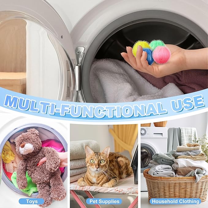 24 Pcs Pet Hair Remover for Laundry Catcher Balls Reusable Lint for Washing Machine Effective Cat Dog Laundry Pet Hair Catcher for Clothes Sheets Towels Blankets(Multicolor)