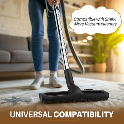 Universal Vacuum Extension Wand Kit with 14" Horsehair Floor Brush & 1.25'' Adapter, Adjustable Vacuum Floor Brush & Extension Wand Compatible with Shark Vacuums Attachments