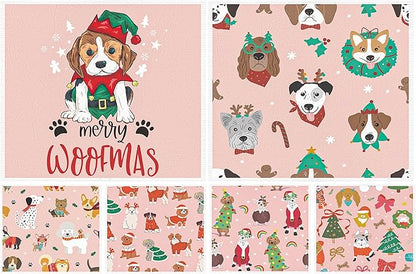 Dog Christmas Swedish Dish Cloths - 6PCS Christmas Swedish Dishcloths for Kitchen, Puppy Xmas Washing Reusable Dishes Towels, Holiday Washable Cleaning Sponge for Cleaning Quick Drying