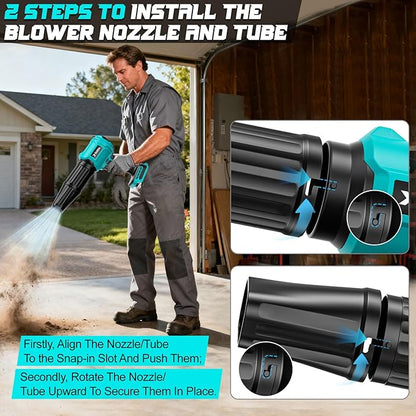 Cordless Leaf Blower Compatible for Makita 18V Battery(NO Battery), Mini Turbo Jet Blower with 2 Nozzles, Lightweight & One-Hand Use, for Patio Garage Yard Cleaning Car Dryer(Tool Only)