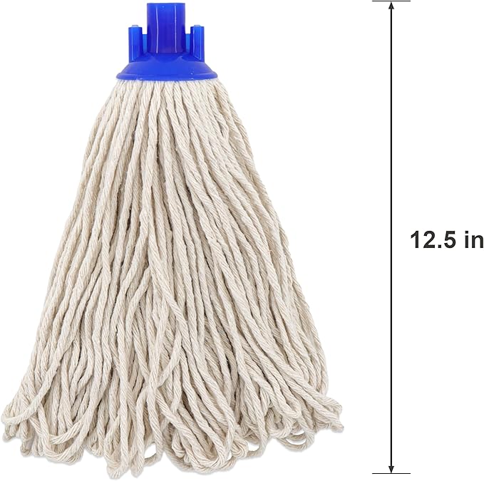 EaseYourDay Cotton String Screw on Mop Replacement Head Compatible with All Standard US Threading Pole (6 Cotton mop Heads)