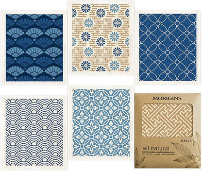 Wholesale Swedish Dish Cloths - 6 Pack Reusable Compostable Kitchen Cloth,Cellulose Sponge Dish Cloths Dish Towel Set (Japanese)