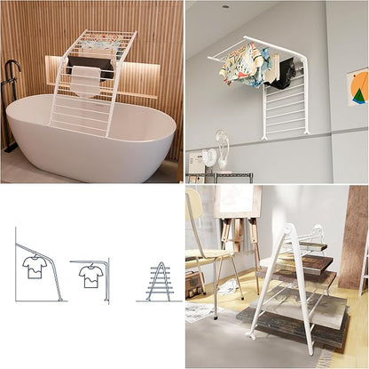 Whitmor Spacemaker Folding Drying Rack, Indoor Clothes Organizer with Patent-Pending Design, Space Saving, 6" L x 26" W x 51.5" H,Pearl
