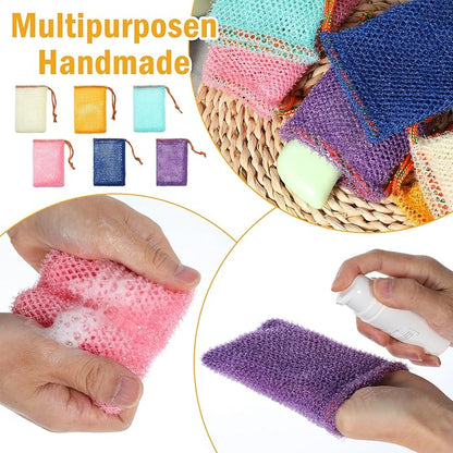 Sibba 8pcs Bar Soap Pouch Saver Pocket Drawstring Exfoliating Mesh Soap Saver Sack Foaming Bag Bubble Foam Net Body Scrubber Sponge Exfoliator Loofah Facial Cleaning for Bath Shower (Multicolor)