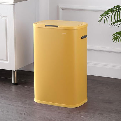 happimess HPM1017L Tammi Kitchen 14.5-Gallon Slim Metal Push Button Trash Can for Home, Kitchen, Laundry Room, Office, Bedroom, Bathroom, Daffodil Yellow