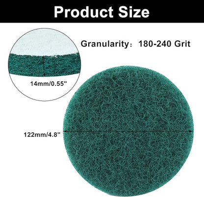 5 Inch Replacement Scrub Pads, 8 Pack Super Abrasive Green Scrubbing Pads, 180-240 Grit Drill Power Brush, Heavy Duty Cleaning Pads for Kitchen, Bathroom, Carpet, Shower, Tub, Grill, Tile