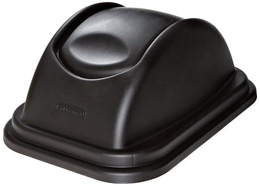 Rubbermaid Commercial Products Swing Top Wastebasket Lid, Compatible with 28QT/7G RCP Wastebaskets, Black, Lid Only