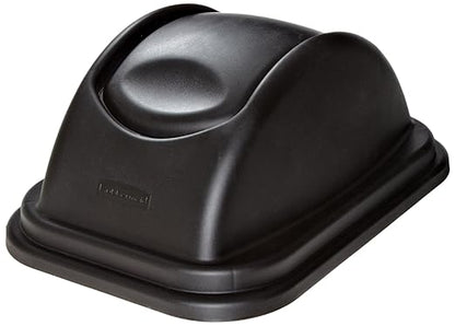Rubbermaid Commercial Products Swing Top Wastebasket Lid, Compatible with 28QT/7G RCP Wastebaskets, Black, Lid Only