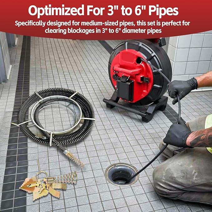6 Pcs/Pk Drain Cleaning Kit 7/8Inch (22mm), Cutter and Auger Set Drain Cable Cutter Kit for 3" to 6" Pipe, Compatible with RID-GID C-7, C-8, C-8IC, C-9, C-10, C-10IC Cables