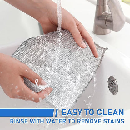 Aidoclip 30pcs Set Non-Scratch Steel Wool Dishcloth - Multi-Use Kitchen Scrubbers, Durable Cleaning Pads for Wet & Dry Use White