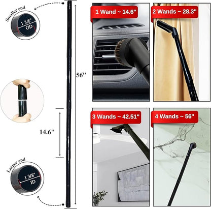 For Miele C1 C2 C3 Vacuum Attachments Accessories for High Ceilings, Venetian Blinds, Fans, Cobwebs & High Up Spaces: : 4 Pack Vacuum Extension Wands, Flexible Dust Brush, Horse Hair Dusting Brush