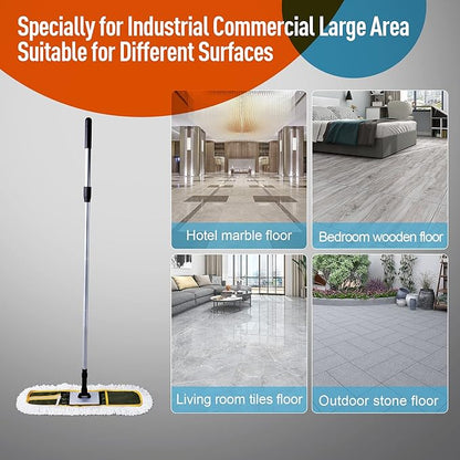 CLEANHOME 24" Commercial Dust Mop for Floor Cleaning, Heavy Duty Floor Mop with 59” Extendable Long Handle, Hotel Gym Garage Hospital Household Cleaning Supplies for Hardwood, Tiles, Marble Floors