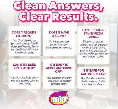 Quick 'n Brite All Purpose Cleaning Paste – Miracle Cleaner for Tough Stains | Eco-Friendly, Non-Toxic, Pet-Safe | Multi-Surface Stain Remover | Made in USA, 32oz (Pack of 2)
