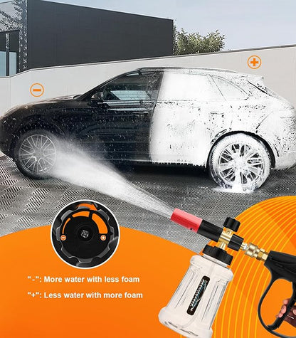 Foam Cannon For Pressure Washer, Car Wash Spray Gun with M22 and 1/4 Inch Quick Connector, 1L Bottle Foam Lance, Car Wash Foam Cannon Compatible With Most Pressure Washer (3600PSI, Red)