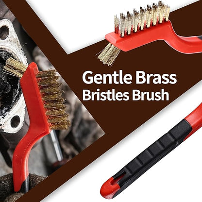 8Pcs Wire Brush Set for Cleaning Rust - Heavy Duty Scratch Brushes with Stainless Steel, Brass, Nylon Bristles and 2 Metal Scrapers, Professional Cleaning Tools for Metal, Slag, Paint and Grill