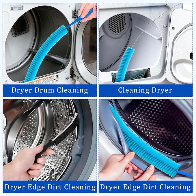 Dryer Vent Cleaner Kit With Dryer Vacuum Hose Attachment - Compatible with Most Vacuum Cleaner - Vent Lint Remover Brush, Shop Vac Accessories, Lint Trap Cleaner & Home Cleaning Tools