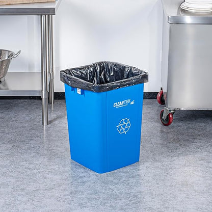 Restaurantware-Clean Tek Professional 19 Gallon Trash Can, 1 Square Waste Basket - Lid Sold Separately, Space Saving, Blue Plastic Garbage Bin, Ideal For Home, Office, Restaurant, And More