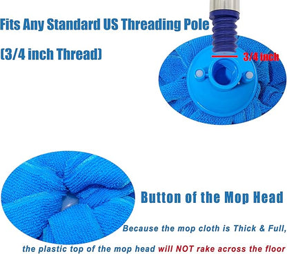 Microfiber Cloth Mop Replacement Blue Compatible with Standard 3/4 inch Threading Pole (2)