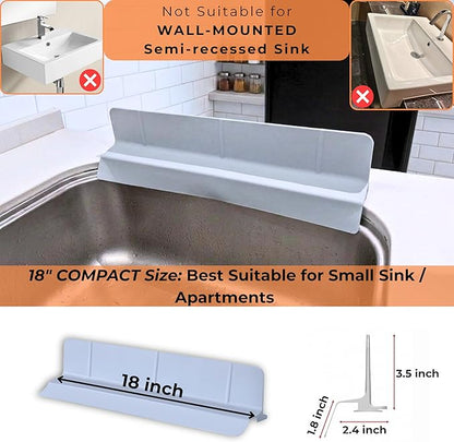 Extra Wide Silicone Sink Splash Guard 18” – Bright Gray- Small