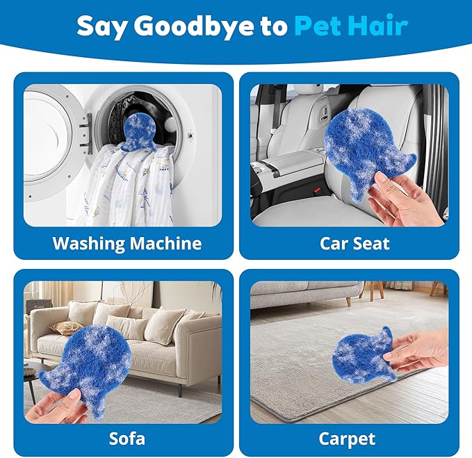 5PCS Pet Hair Remover for Laundry, Reusable Dog & Cat Hair Remover for Laundry Pet Hair Catcher, Lint&Dander from Bedding, Clothes Gentle Laundry Hair Catcher Tool for Washing Machine, Dryer