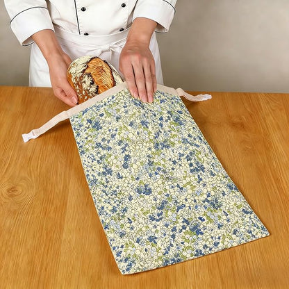 2 Pack XL Reusable Beeswax Bread Bags for Sourdough Baking, Organic Waxed Lined, Cotton Bread Bags for Homemade Bread, Food-Storage Bag to Keep Fresh