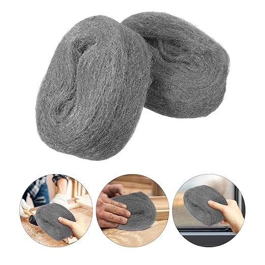 Beaupretty 2 Rolls Coarse Grade Steel Wool Pads, Reusable Wire Mesh for Cleaning, Rust Removal, Polishing Wood and Metal Surfaces, Coarse Wire Wool for Glass and Window Buffing