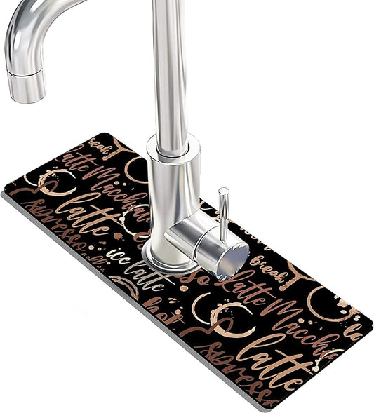 Kitchen Sink Splash Guard Faucet Mat Super Absorbent Fast Drying Mat Sink Gadgets Splash Guard Behind Faucet Drip Catcher for Kitchen (Coffee, 15x5.5in)