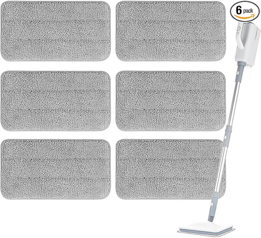 Microfiber Steam Mop Pads Compatible with Wotaste, FODFINU & FEPPO and Seyola Steam Mop Cleaner - Washable and Reusable Replacement Mop Pads for Floor Cleaning, 6 Pack
