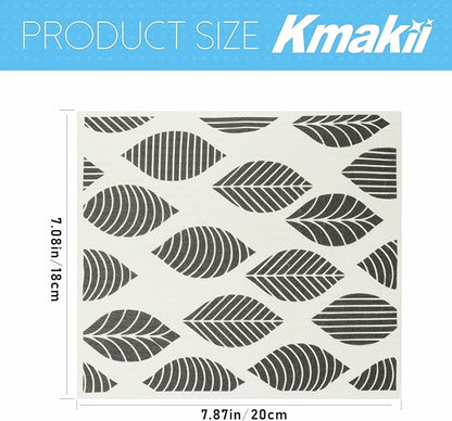 KMAKII Swedish Dishcloths Reusable, Absorbent, Quick-Drying Sponge Cloths for Kitchen and Counter Cleaning, Reusable Dish Towels and Dish Cloths, Black & White, Pack of 5 Pcs