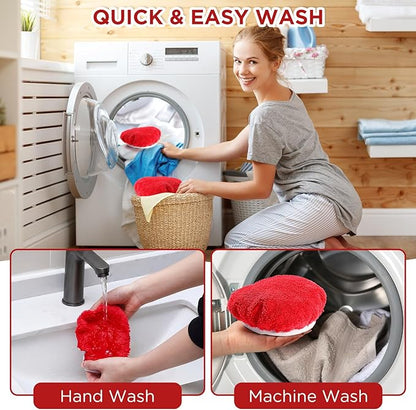 Baderke 4 Pack Microfiber Mop Heads Replacements Microfiber Spin Mop Replace Heads Reusable Refills Pads Duster Replace Washable Cleaning Cloths Scrubber Dust Refills for Floor Cleaning (Red)