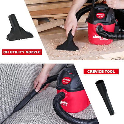 Shop-Vac 2021000 1 Gallon 1 Peak Wet/Dry Vac, Portable Compact Micro Vacuum with Collapsible Handle Wall Bracket & Multifunction Accessories Uses Type A Filter Bag & Type MM Foam Sleeve