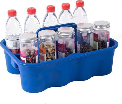 Matthew Large Plastic Tote Tool & Deluxe Supply Cleaning Caddy with Handle Portable Shower Basket Storage Caddy for Cleaning Products Organizer,Take-Out Coffee/Soft Drink,Bath Multi Use - Blue