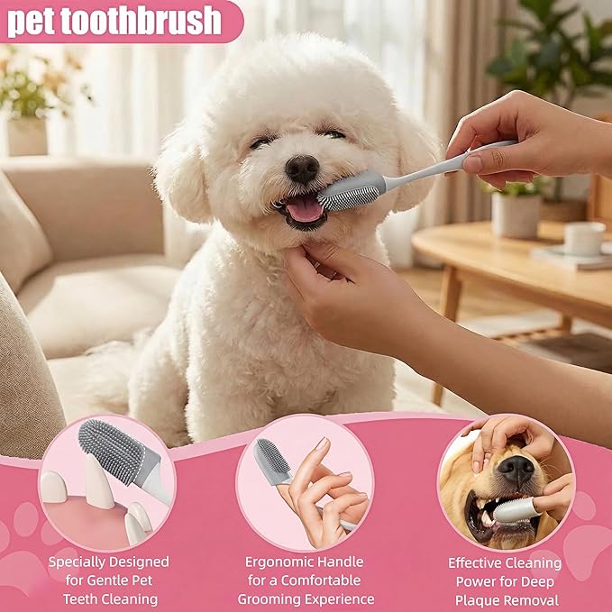 19PCS Dog Bath Kit & Dog Brush Kit for Dogs & Cats - Professional Pet Grooming Tools Set with Shedding Brush, Bath Scrubber, Dematting Comb & Storage Bag - Complete Dog Washing Essentials, Pink