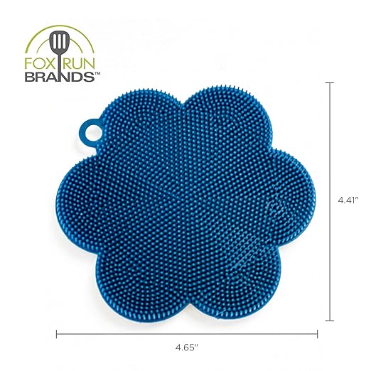 Fox Run Silicone Dish Scrubbing Brush, Navy