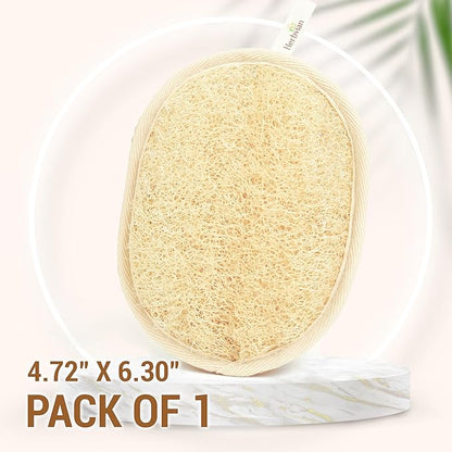 Vietnamese Natural Loofah Exfoliating Body Scrubber Pads, 100% Plant-Based Shower Luffa Sponge, Bath Loofah for Women Men (1, Oval 6.5"x4.9")