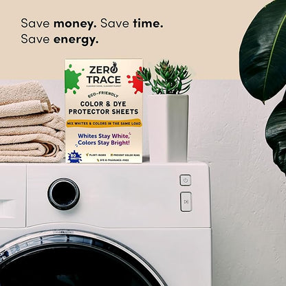 Zero Trace Color Catchers for Laundry - Protects Clothes with Laundry Color Dye Catcher Sheets and Bleed Remover - 80 Sheets