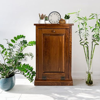 Peaceful Classics Tilt Out Trash Cabinet - Wooden Pull Out Cabinet, Decorative Trash Bin for Kitchen, Bedroom, & Home Patio, Tilt Out Laundry Hamper - Cherry