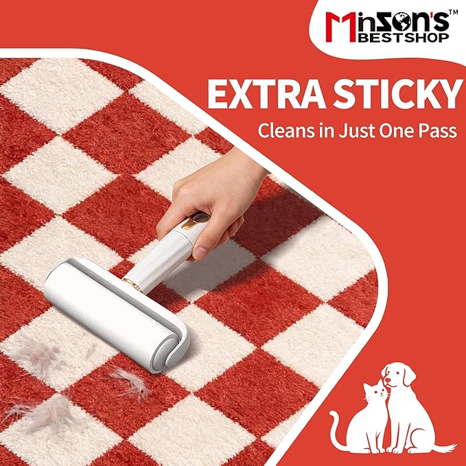 Minson’s BestShop Extra Sticky Lint Roller, 6.3” Extra Wide, 720 Sheets for Pet Hair Removal, The Ultimate Duo Supply Pack with 2 Ready to Use Handles & 6 Refills, Dog and Cat Lint Remover