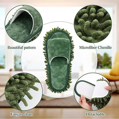 Jecery 4 Pair Washable Microfiber Mop Slippers Detachable Dusting Shoes for Floor Cleaning, Office & Home Use Suitable for Women & Men(Beige,Brown,Black,Gray,M Size)