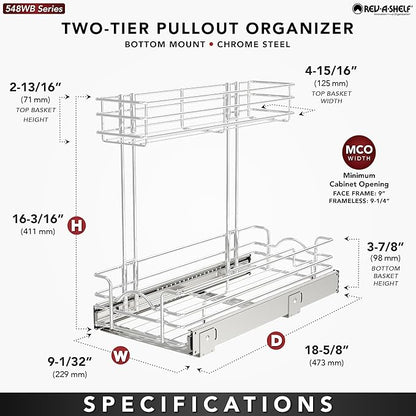 REV-A-SHELF Two-Tier Undersink Steel Wire Pullout Organizer