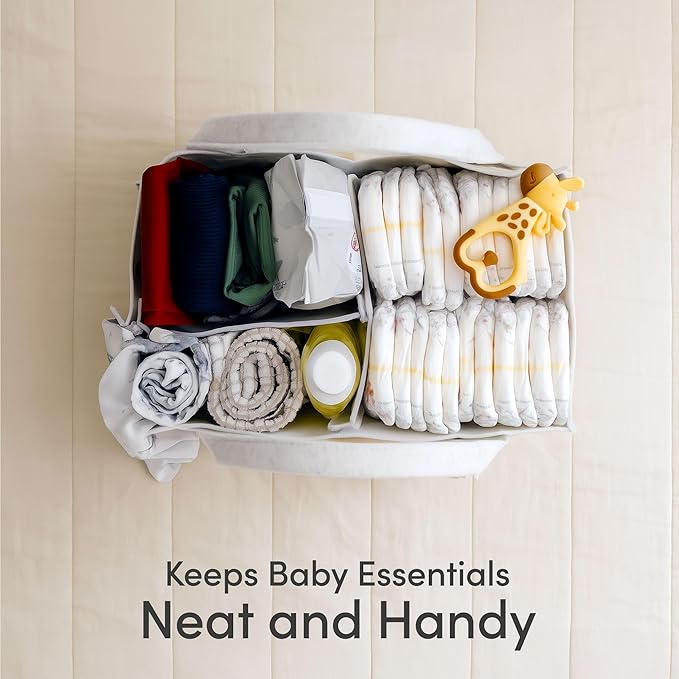 PUTSKA Baby Diaper Caddy Organizer - Nursery Storage Basket for Diaper Station, Baby Basket Shower List and Registry Gift Must-Haves, Newborn Essentials, Nursery Decor for Boy or Girl - White, XL