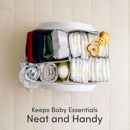 PUTSKA Baby Diaper Caddy Organizer - Nursery Storage Basket for Diaper Station, Baby Basket Shower List and Registry Gift Must-Haves, Newborn Essentials, Nursery Decor for Boy or Girl - White, XL